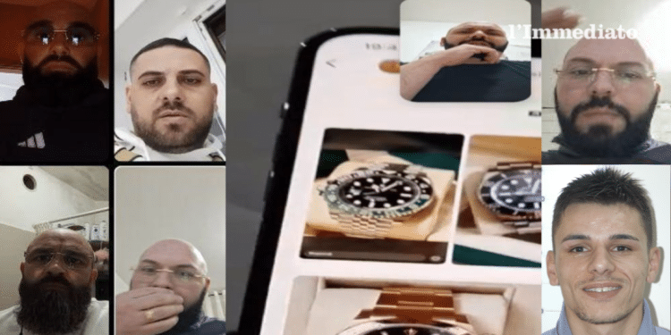 A sinistra, la videochiamata tra Barbaro, i fratelli Palumbo e Ciro Spinelli; a destra, ancora Barbaro e, sotto, Narciso. Gli screenshot delle videochiamate sono presenti negli atti dell'inchiesta