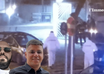 Barbaro e Narciso; sullo sfondo, il luogo del tentato omicidio di Narciso in viale Europa nel 2022