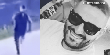 Marco Raduano; a sinistra, un momento dell'evasione dal carcere di Nuoro