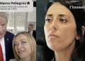 Il post di Pellegrini con la foto IA; a destra, Daria Cascarano