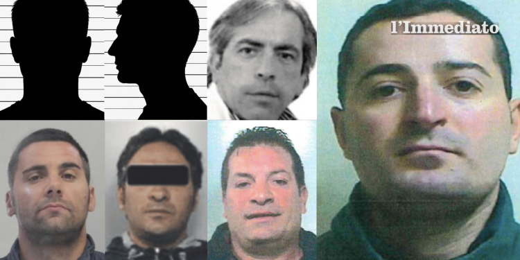 In alto, due sagome e Arcangelo Brandonisio; sotto, Sorbo, Saracino e Ferro; in grande, Raduano