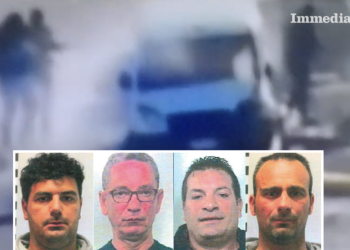 Scirpoli, Lombardi, Ferro e La Torre; sullo sfondo, l'agguato