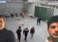 Francesco Notarangelo e Francesco Scirpoli; sullo sfondo, Scirpoli ripreso nel cortile del carcere