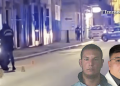 Alessandro Moretti e Ivan Narciso; sullo sfondo, il luogo dell'agguato in via Sant'Antonio a Foggia